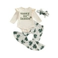 thumbnail image 1 of Gureui Toddler Kids Girls St. Patrick's Day Ruffle Tops, Pants Suit, Long Sleeve Round Neck Clover Print Shirt Casual Loose Wide-Leg Trousers, 1 of 9