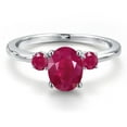 thumbnail image 3 of Gem Stone King 14K White Gold Red Ruby Engagement Ring for Women | 1.91 Cttw | Oval 8X6MM | Gemstone July Birthstone | Size 7, 3 of 6