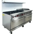 thumbnail image 3 of 60-Inch Commercial Gas Range with 6 Burners, Flat Griddle, and Double Standard Ovens – Stainless Steel， NSF, 3 of 17