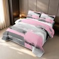 thumbnail image 3 of Erosebridal Ombre Pink Gray Quilt King, Abstract Oil Painting King Coverlet Set, Pink Reversible 3 Pieces 1 Bedspread and 2 Pillowcases, 3 of 7