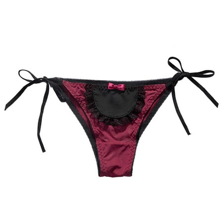

High Waisted Underwear for Women Cute Low Waist Tie Briefs Colorblock Cute Ladies Lingerie for Women Red L