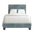 thumbnail image 2 of Castle Place Chic Corduroy Velvet Upholstered Twin Bed, Light Blue, 2 of 7