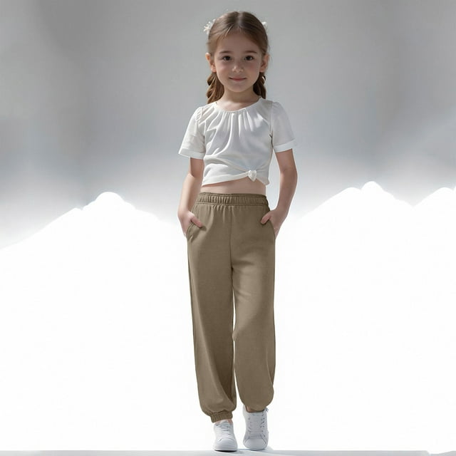 Pantalones largos para niños, pantalones deportivos para correr, pantalones largos de entrenamiento informales, pantalones deportivos para niñas