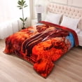 thumbnail image 2 of HAOK Fleece Bed Blanket Queen Size 85" x 93", 3-Ply Heavy Thick Winter Blanket 8lb, Floral Printed Yellow Blue & Orange, 2 of 8