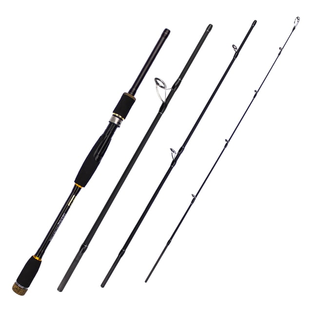 Canne à Pêche Portative à 4 Sections pour Spinning/Casting, Canne Télescopique en Fibre de Carbone