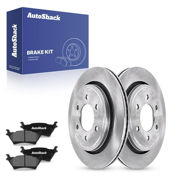AutoShack 13.23" (336 mm) Rear Vented Brake Rotors   Ceramic Brake Pads | Replacement for 2017 Ford F-150 | 6-PC Brake Kit