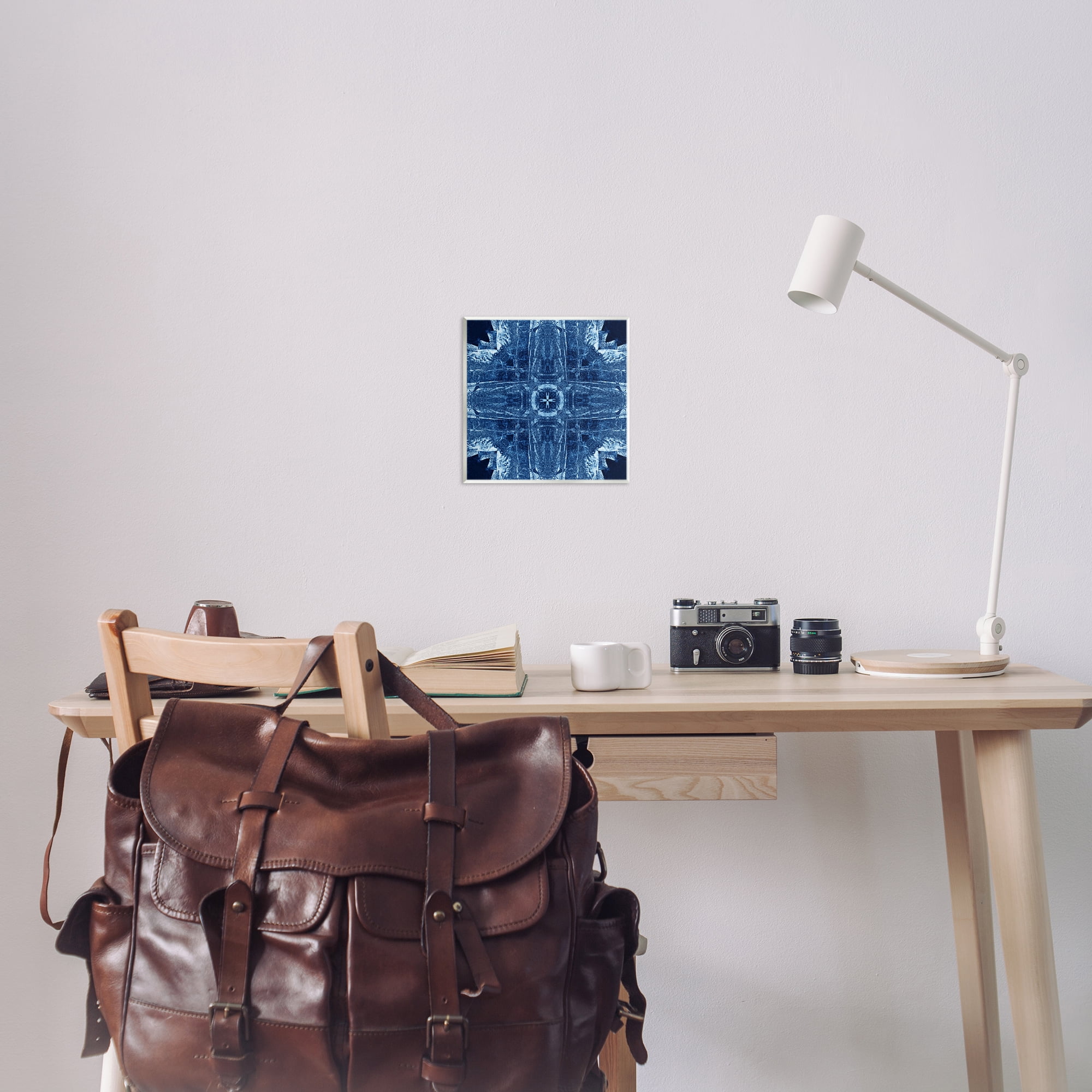 Stupell Industries Navy Blue Geometric Shapes Abstract Painting Unframed Art Print Wall Art, 12 x 12