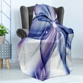 thumbnail image 4 of Abstract Soft Flannel Fleece Throw Blanket, Geometrical Smoke Like Striped Huge Flower Floral Design Work of Art, Cozy Plush for Indoor and Outdoor Use, 50" x 60", Purple White and Blue, by Ambesonne, 4 of 5