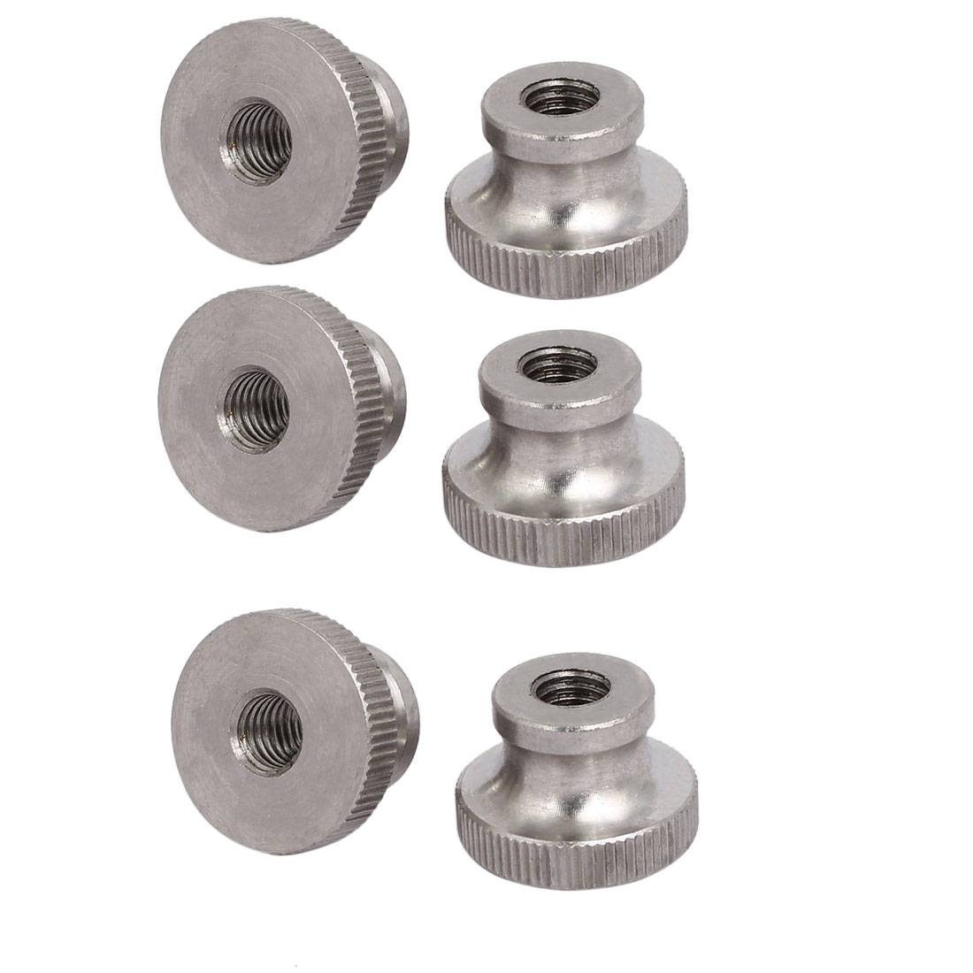 M8 304 Stainless Steel Leveling Knurled Thumb Nut Fastener Silver Tone 6pcs 