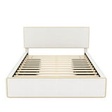 Churanty Queen Size Upholstered Platform Bed with 4 Drawers and Golden Edge on the Headboard & Footboard, White - Walmart.com