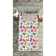 thumbnail image 3 of Ambesonne Butterfly Quilted Bedspread Set 2 Pcs, Vibrant Floral Happy, Twin Size, Multicolor, 3 of 3