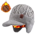 thumbnail image 1 of Gorro de invierno con orejeras y visera | Gorro de punto unisex para clima frío | Gorro grueso con forro polar para actividades al aire libre, viajes y ciclismo, 1 of 5