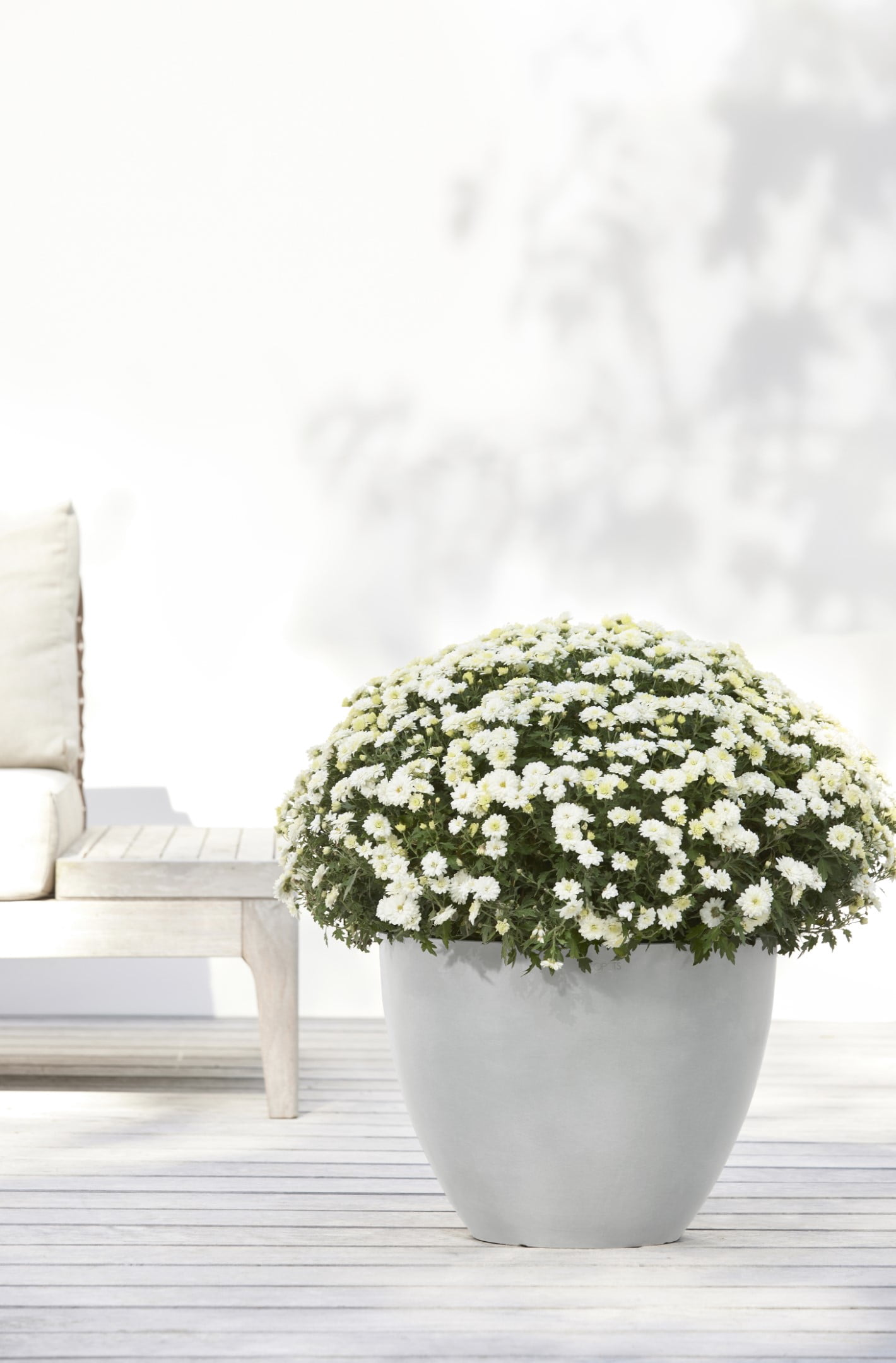 Ecopots Antwerp Durable Modern Round Indoor/Outdoor Recycled Based Composite Flower Pot Planter, White Grey, 16"