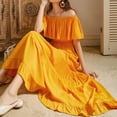 thumbnail image 4 of Vestido de vacaciones Vestido largo informal de playa con hombros descubiertos y hombros descubiertos, Amarillo, M Inevent AP001405-06B, 4 of 7