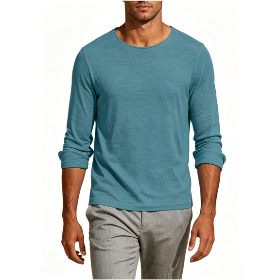 Busydd Mens Long Sleeve Tee Shirts Casual Breathable Solid Color T Shirts for Man Fashion Classic Crew Neck T-Shirts 2XL