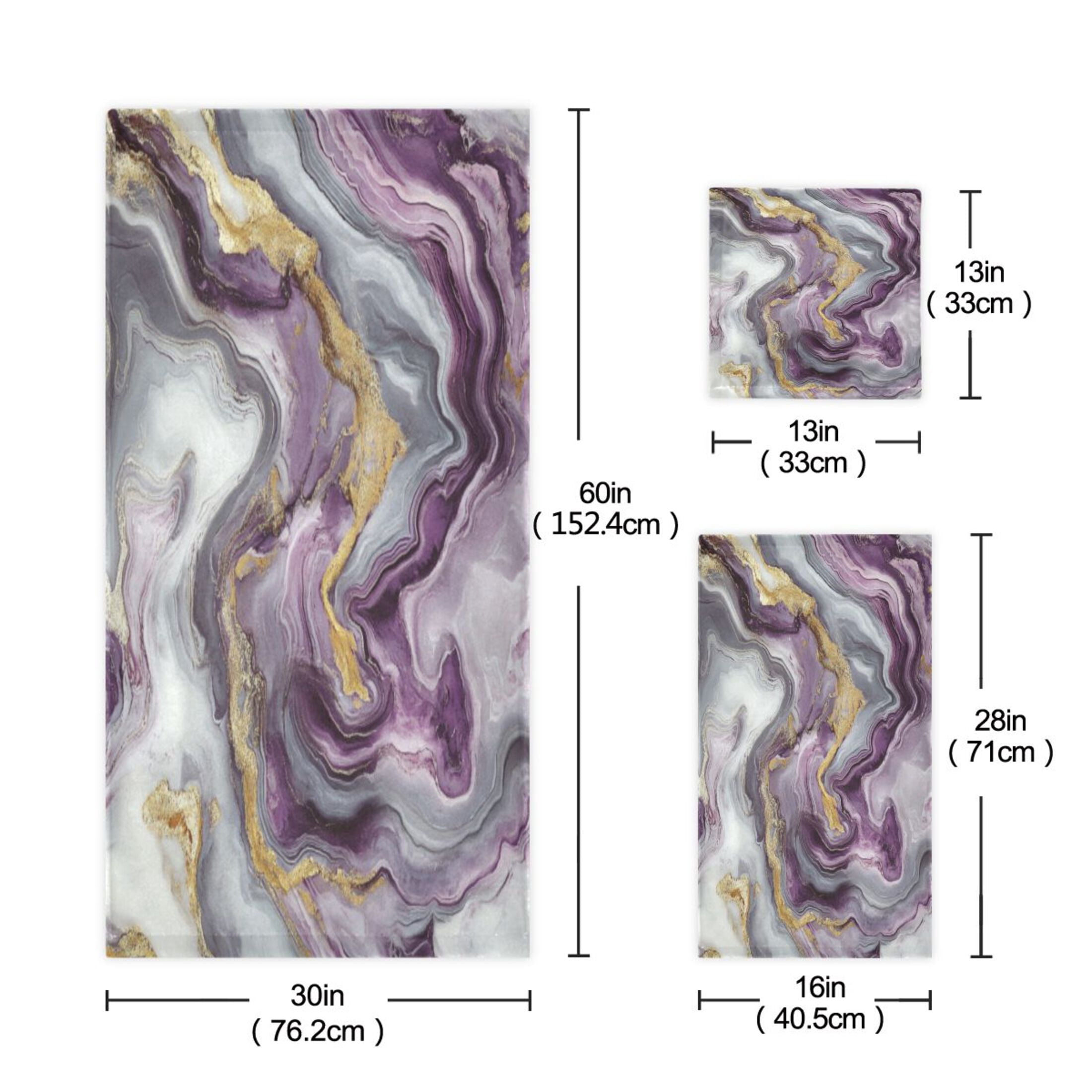Three-Piece Towel Set Face Towel Towel Set Hand Towel Bath Towel Cotton Bath Towels Bath Towel Sets Hand Bath Towels Purple Marble