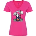 thumbnail image 3 of Inktastic Halloween Trick or Treating Cute Grim Reaper Women's V-Neck T-Shirt, 3 of 5
