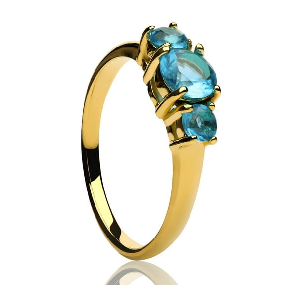 Yellow Gold Solitaire Ring,Aquamarine Wedding Ring,Engagement Ring,Anniversary Ring,Titanium Ring