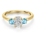thumbnail image 3 of Gem Stone King 10K Yellow Gold DEF Lab Grown Diamond and Swiss Blue Topaz Engagement Ring for Women | 1.10 Cttw | Oval 7X5MM | Gemstone April Birthstone | Size 6, 3 of 6