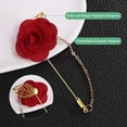 thumbnail image 2 of Uxcell 10 Paquete Alfiler de Broche de Camelia Flor de Tela con Broche de Hoja Dorada Roja, 2 of 7