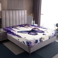 thumbnail image 4 of Purple Lavender Sheets,Butterfly Flowers Bed Sheets Set,Botanical Leaves Boho Full Sheet Set,Cute Animlas Top Sheet, 4 of 7