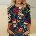 thumbnail image 2 of Xdegoge Dia De Los Muertos Shirt Women Day of The Dead Shirts Mexico Skeleton 3/4 Sleeve Tops Plus Size Mexican Skull Tequila T Shirt Vintage Holiday Party Blouses Tequila Costume Crew Neck Tshirts, 2 of 6