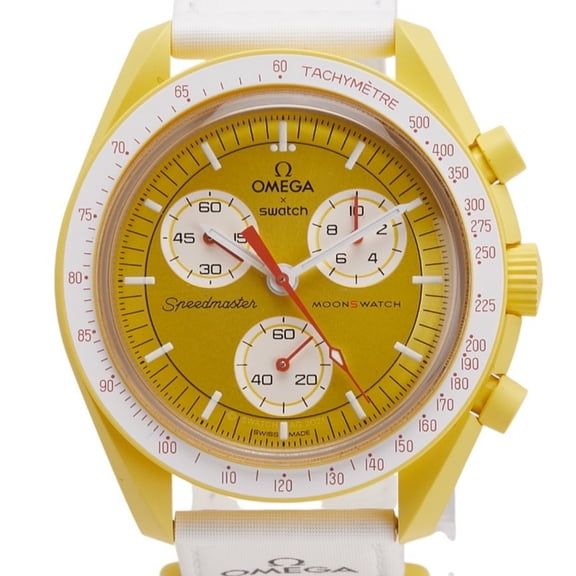 Pre-Owned OMEGA x Swatch Speedmaster Moon Mission to the Sun Watch SO33J100 Quartz Gold Dial...