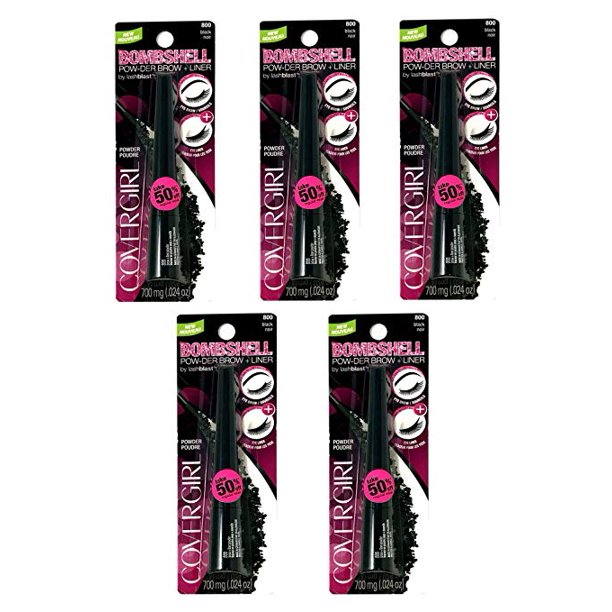 5x Cover Girl Bombshell Powder Brow+Liner Black 800