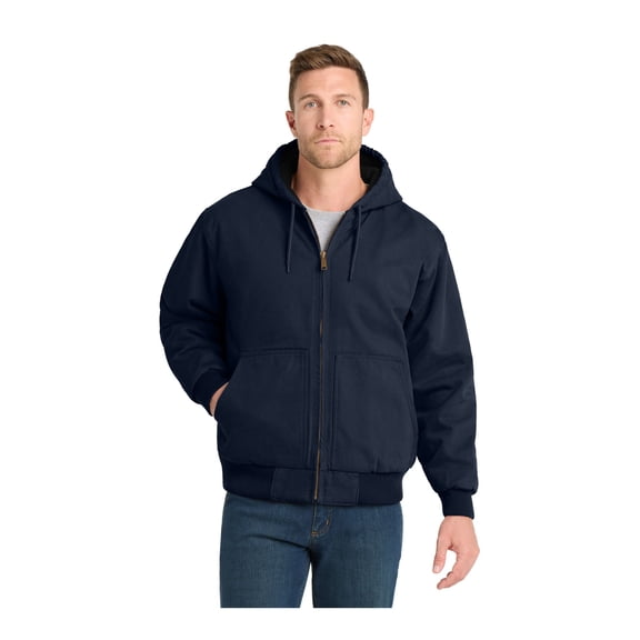 CornerStone Unisex Washed Duck Cloth Insulated Hooded Work Jacket | Warm Casual Work Hoodie for Men & Women, Adjustable Hood