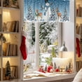 thumbnail image 3 of Christmas Snowman Valances for Windows, 54 x 18in, Xmas Tree Deer Winter Blue Ombre Snow Scene Rod Pocket Kitchen Valance Curtain Light Filtering Window Treatments for Living Room Bedroom, 1 Panel, 3 of 7
