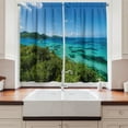 thumbnail image 2 of Ambesonne Coastal Kitchen Curtains, Green Trees Clear Water, 55"x39", Blue Turquoise Green, 2 of 3