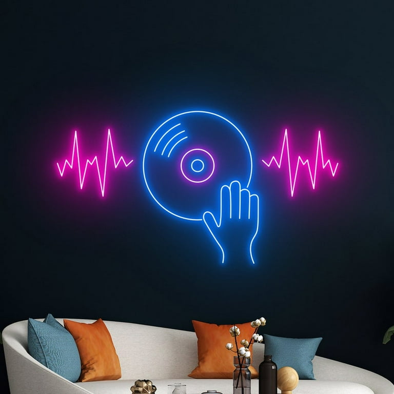 【WEB限定】 Handmadetneonsign Record Disc Heartbeat Neon Sign, Music アート・デザイン・音楽