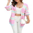 thumbnail image 1 of Women’s Plus Size Knit Cardigan Long Sleeve Contrast Color Sweater, 1 of 9