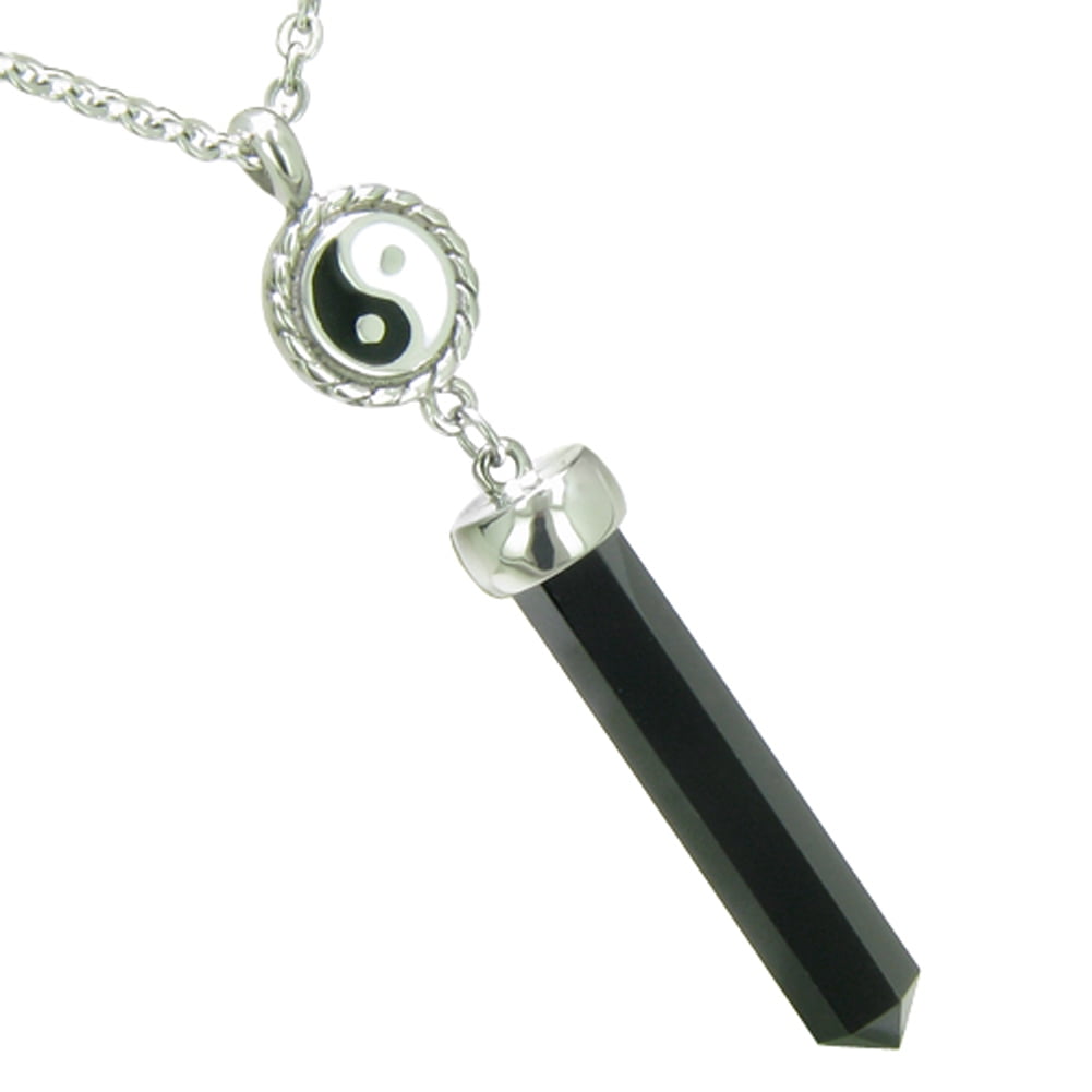 Amulet Magic Circle Yin Yang Simulated Onyx White Quartz Amulet Pendant 18 Inch Necklace Amulet Magic Circle Yin Yang Simulated Onyx White Quartz Amulet Pendant 18 Inch Necklace