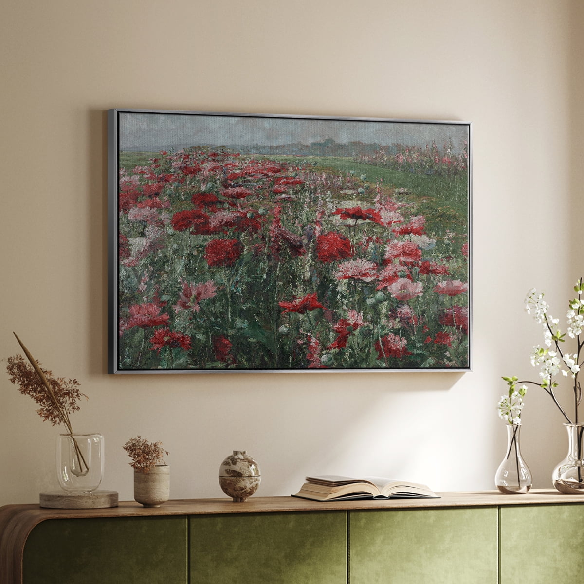 Vintage Botanical Print-XC By Wexford Home Framed in Silver Wood Gallery Wrapped Canvas 17 in. x 25 in.