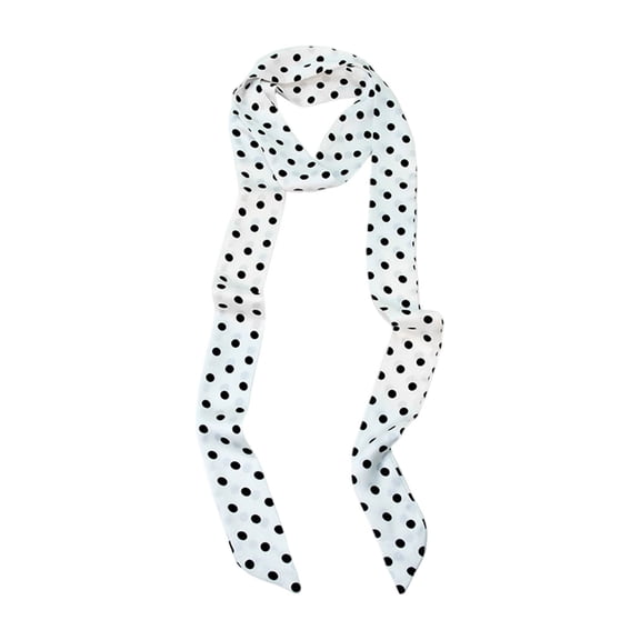 BRICH Women's Polka Dot Long Neckerchief Pure Scarf Necktie Handbag Wrap Handle Satin Belt White One Size