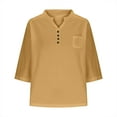 thumbnail image 4 of Timegard Hauts d'Été pour Femmes Col Montant Boutons Ample Léger Décontracté Manches Courtes Blouse, 4 of 6