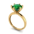 thumbnail image 2 of Solitaire Engagement Ring for Women - 3ct Simulated Emerald in 14K Yellow Gold Promise Ring, 2 of 6