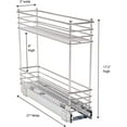thumbnail image 3 of Narrow Sliding Cabinet Organizer, Two Tier Chrome Organizer, Chrome, Great for Slim Cabinets in Kitchen, Bathroom and More, 3 of 4