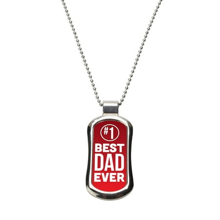 Number One Best Dad Ever Dog Tag Necklace