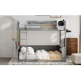 thumbnail image 5 of Harper & Bright Designs Low Bunk Bed Queen over Queen with Storage Shelves, Wood Bunk Bed with USB Charging Station and LED Light, Grey, 5 of 11