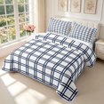 thumbnail image 3 of Manfei Checkered Art Bed Spread Queen,Geometric Plaid Queen Coverlet Set,White Navy,3 Pieces,1 Quilt and 2 Pillowcases, 3 of 7