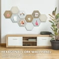 thumbnail image 4 of 10Pcs Hexagon Cork-Bulletin Board，with 40 Push Pins 11.8" x 10.2" High Density Adhesive Pinboard for Notes Photos and DIY Classroom Decor, 4 of 10