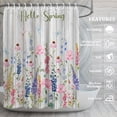 thumbnail image 3 of Spring Shower Curtain, Spring Decorations for Home, Floral Plant Watercolor Flower Bath Curtains, Waterproof Holiday Bathroom Shower Curtain Set with 12 Hooks 72 x 72 Inches, 3 of 6