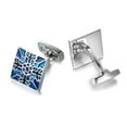 thumbnail image 2 of Yoursfs Cuff Links for Men Shirt Elegant Blue Flower Square Personalized Cufflinks Gift, 2 of 5