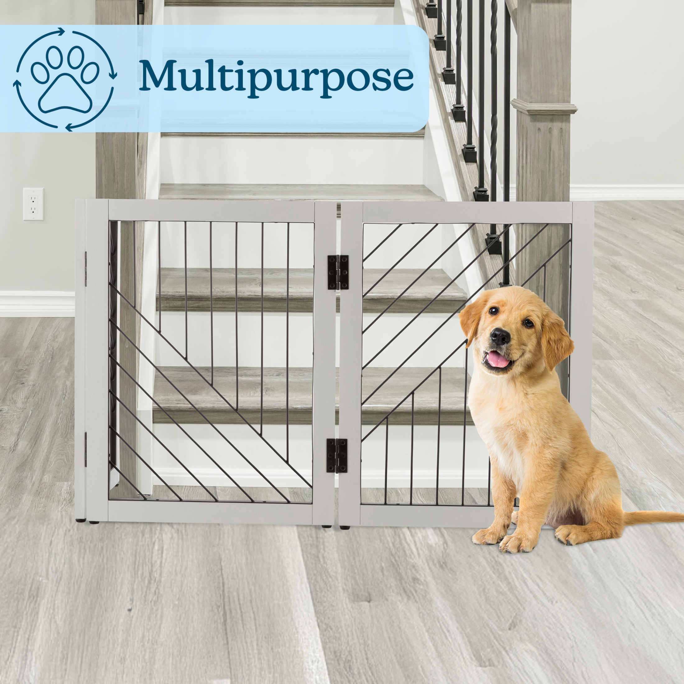 PETMAKER 3-Panel Freestanding Dog Gate - 55x24-Inch Foldable Indoor Pet Fence (White)