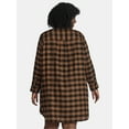 thumbnail image 2 of Terra & Sky Women's Plus Cotton Plaid Oversized Shirtdress, Sizes 0X-5X, 2 of 4