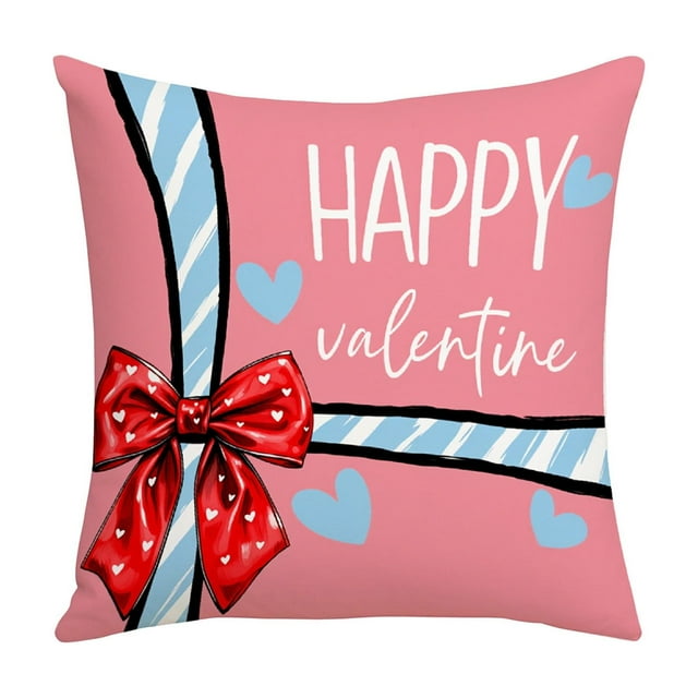 Housses de Coussin de la Saint-Valentin 45 cm x 45 cm, Imprimé Recto Verso, Carreaux Rouges, Housse de Coussin de Sofa en Coton pour Chambre, Déco Maison