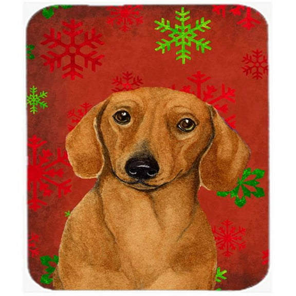 Dachshund Red And Green Snowflakes Christmas Mouse Pad- Hot Pad Or Trivet - 7.75 x 9.25 In.