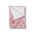 thumbnail image 2 of Coral Soft Flannel Fleece Throw Blanket, Vintage Pattern with Roses Gardening Plants Classical Feminine Composition, Cozy Plush for Indoor and Outdoor Use, 60" x 80", Dark Coral Coconut, by Ambesonne, 2 of 5
